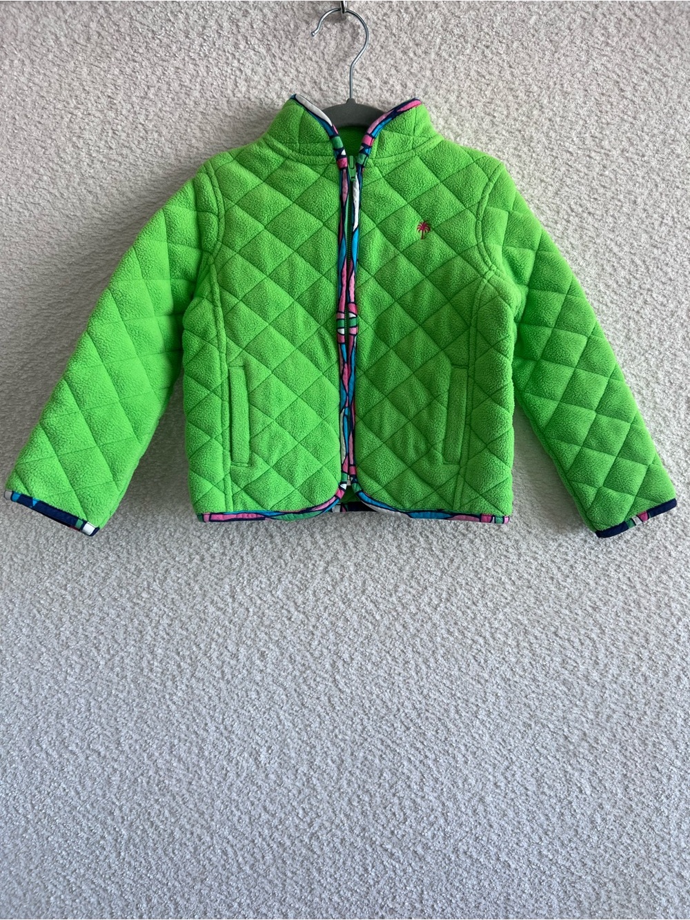 Lilly Pulitzer Girls Kelly Green Fleece Quilted Jacket Zipper Size 4